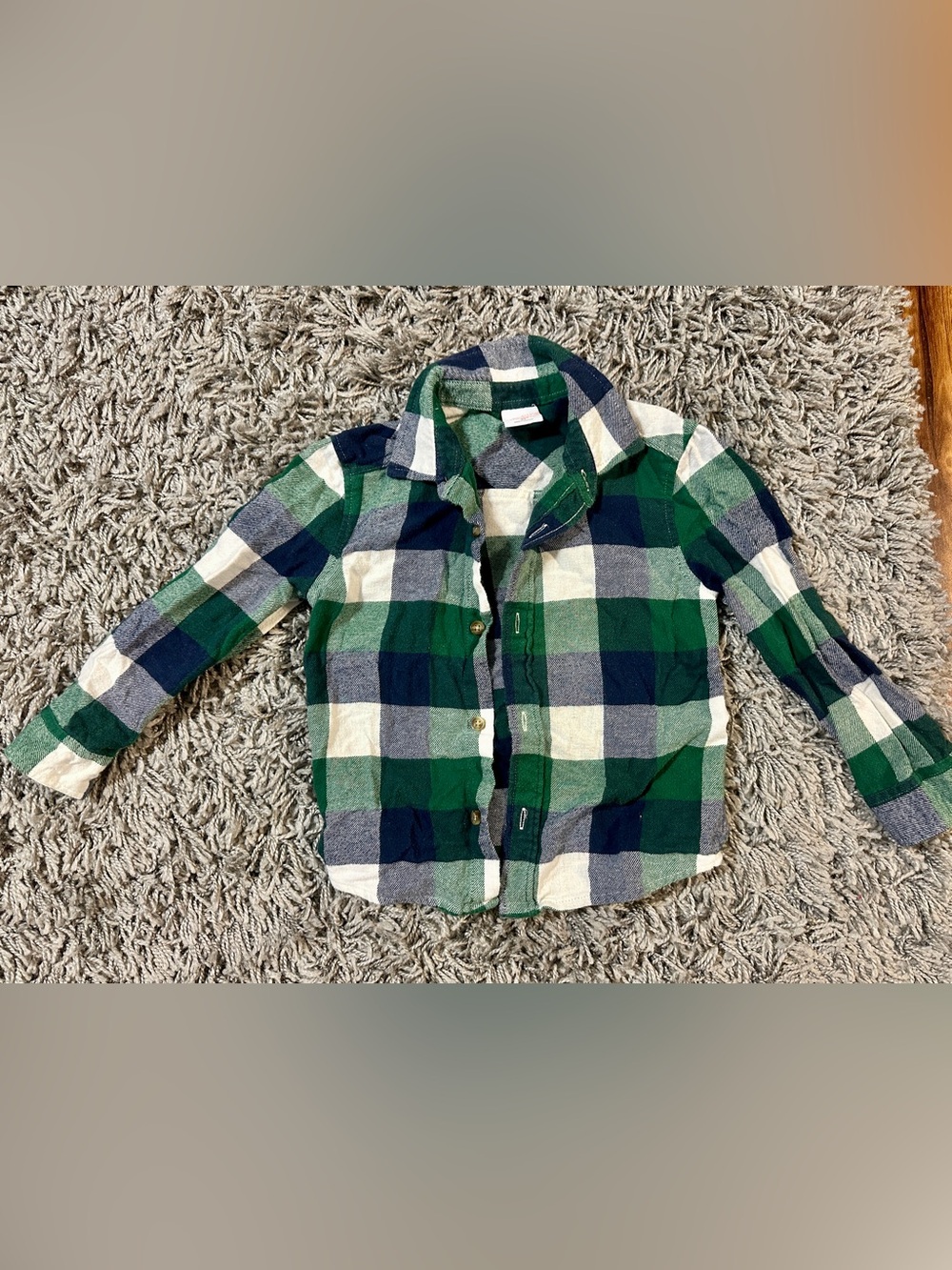 jumping beans Green, Navy & Cream Plaid Button-Down Shirt